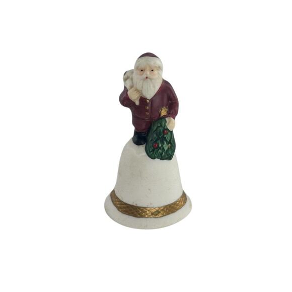 Vintage Miniature Porcelain Santa Bell By Russ Berrie Christmas Decor - Picture 3 of 16